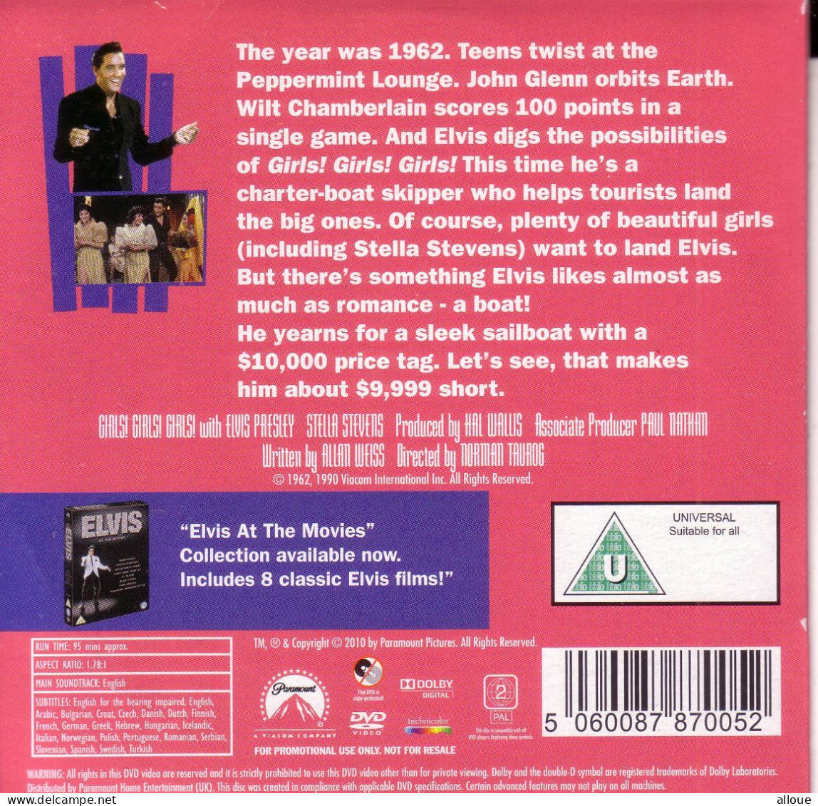 ELVIS PRESLEY IN GIRLS GIRLS GIRLS - DVD DAILY MAIL   - POCHETTE CARTON - Musik-DVD's