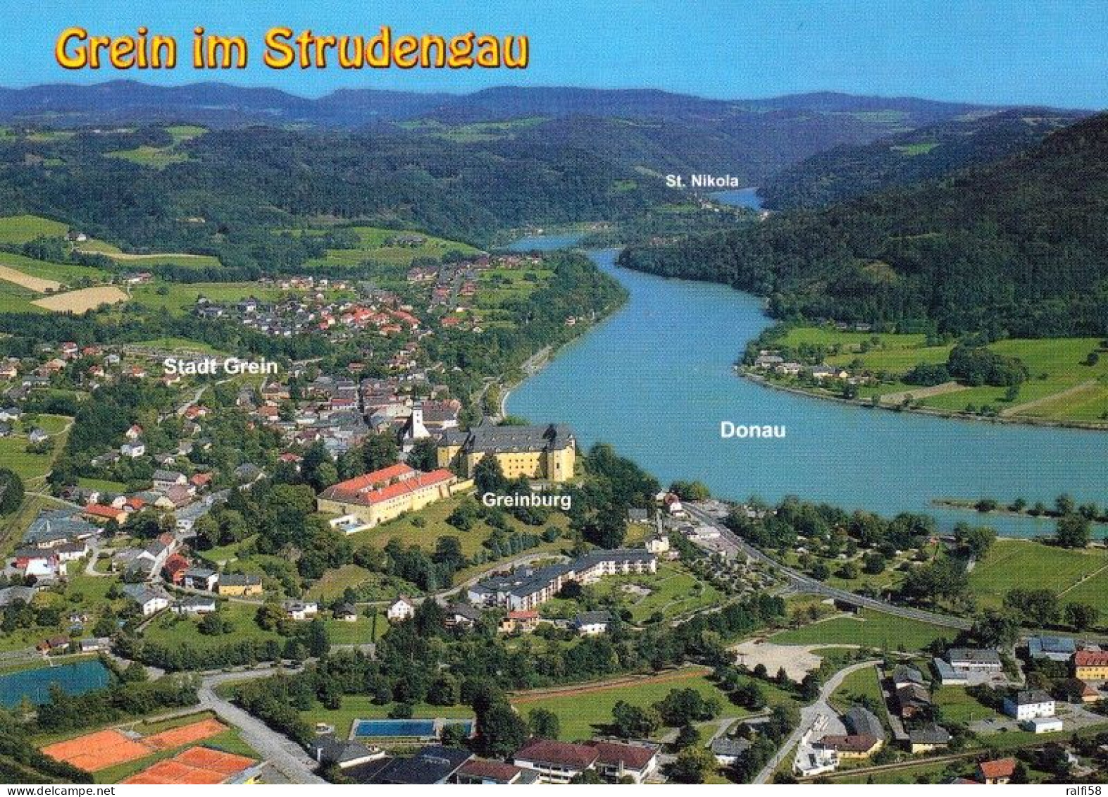 1 AK Oberösterreich * Blick Auf Grein An Der Donau - Bildmitte Schloss Greinburg - Das älteste Wohnschloss Österreichs * - Grein