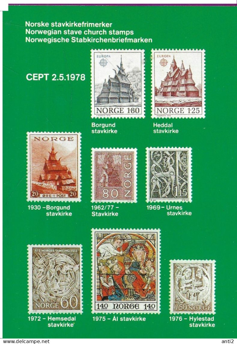 Norway 1978 Card With Imprinted Stamps   Churches     Unused - Brieven En Documenten