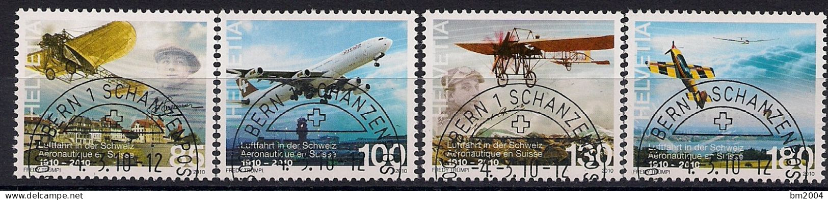 2010  Schweiz   Mi. 2140-43 FD-.used   100 Jahre Luftfahrt In Der Schweiz - Used Stamps
