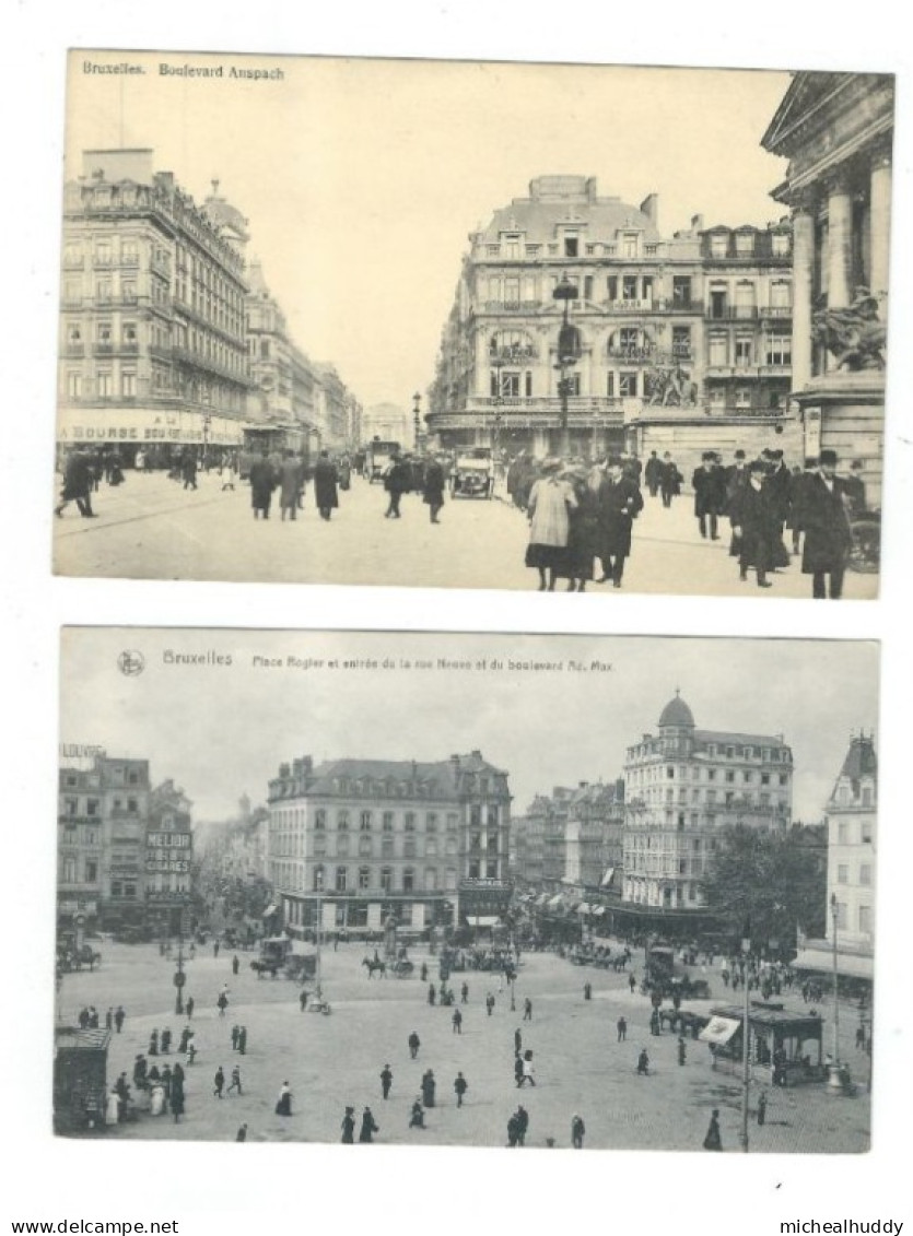 2 POSTCARDS BRUSSELS    PLACE ROGIER BOULEVARD APPROACH - Prachtstraßen, Boulevards