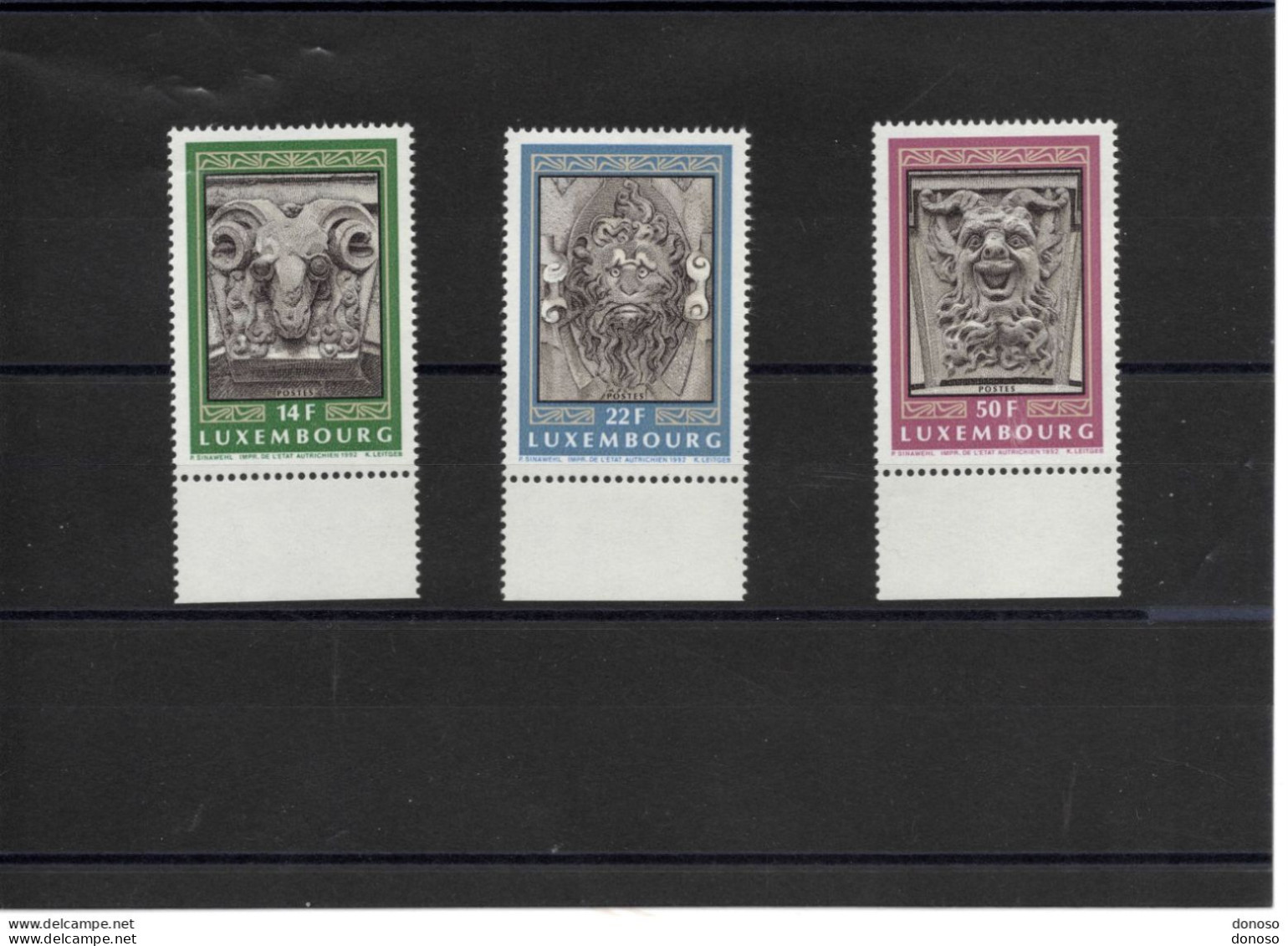 LUXEMBOURG 1992 Sculptures, Mascarons Yvert 1249-1251, Michel 1299-1301 NEUF** MNH Cote 6,50 Euros - Nuevos