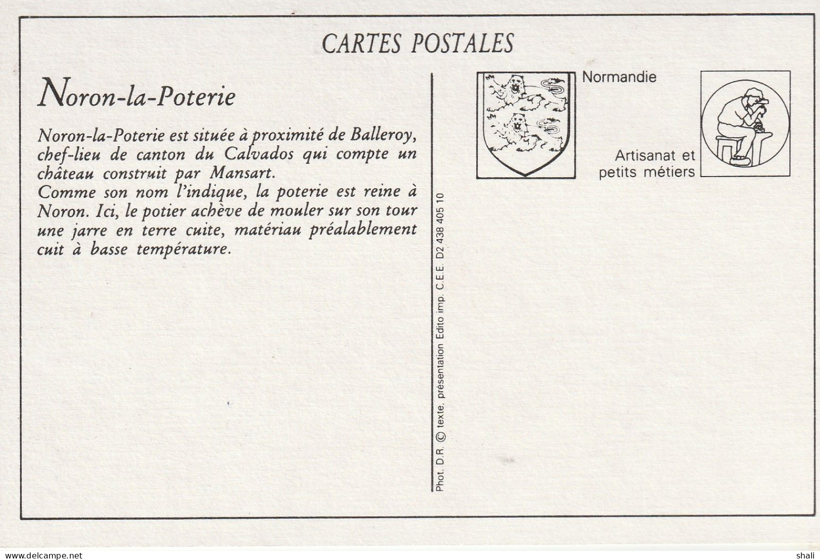 COPIE DE CARTE POSTALE ANCIENNE AU GRES NORMAND NORON LA POTERIE (CALVADOS) POTIER A SON TOUR - Artisanat