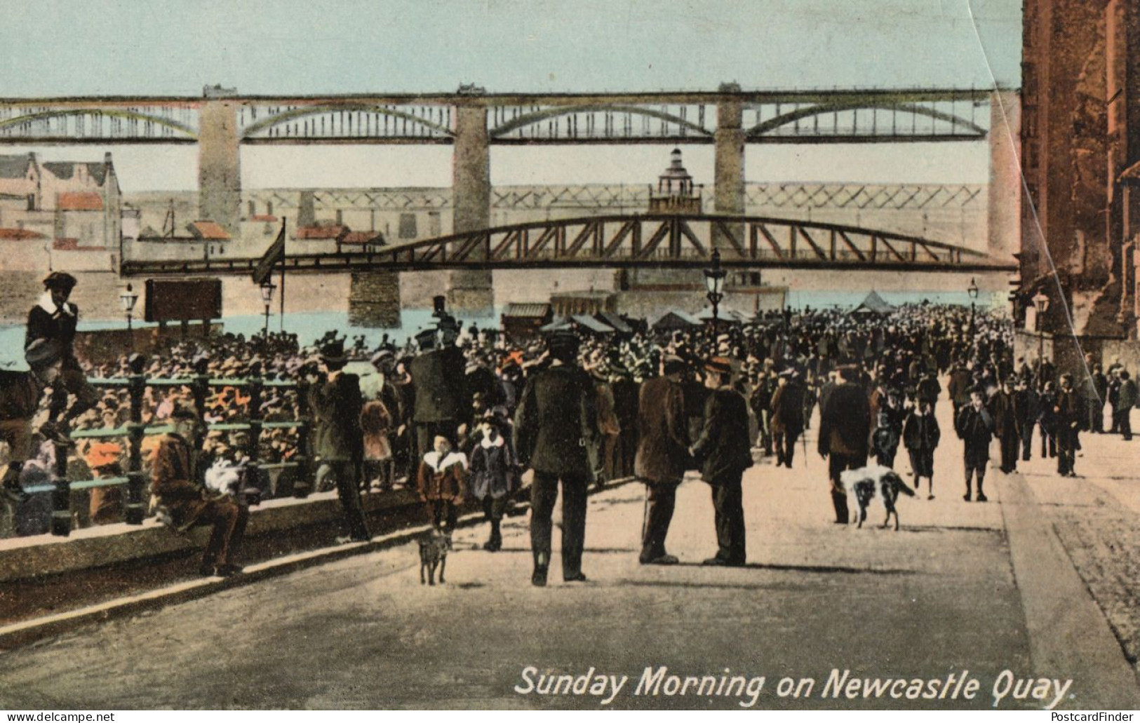 Sunday Morning On Newcastle Quay Antique Postcard - Newcastle-upon-Tyne