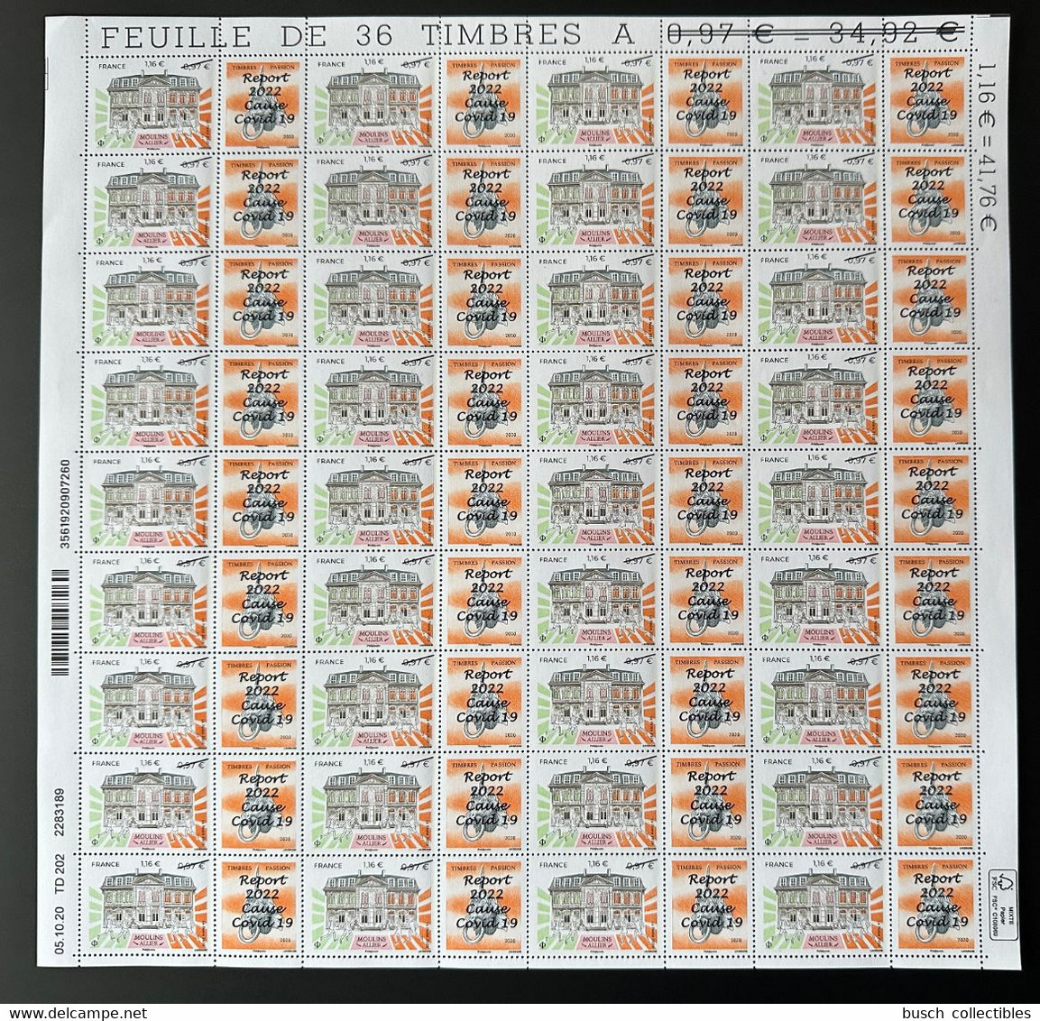 France 2022 YT 5437A Bogen Sheet Feuille Planche Surchargé Moulins Allier Salon Timbres Passions - Neufs