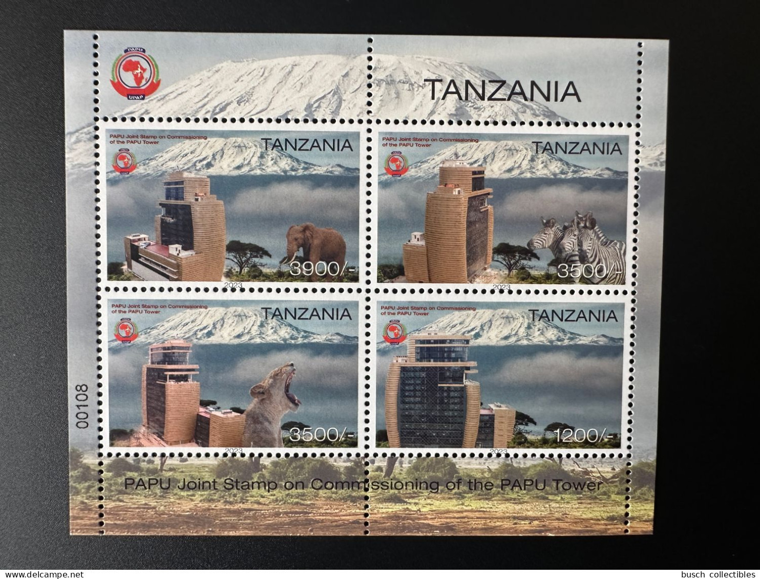 Tanzania Tanzanie Tansania 2023 Mi. ? M/S Feuillet Emission Commune Joint Issue Tour PAPU UPAP Tower Arusha - Tansania (1964-...)