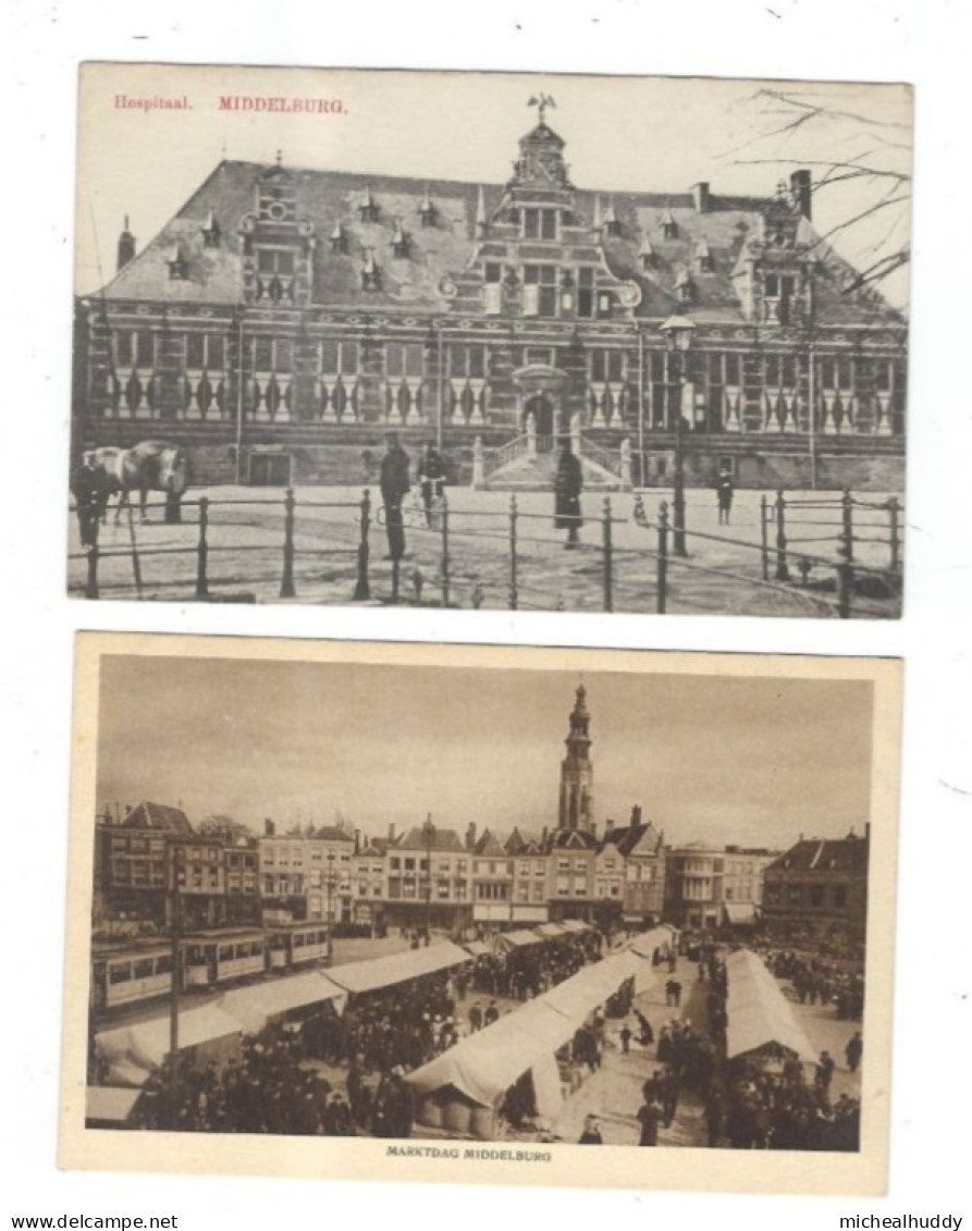 2 POSTCARDS MIDDLEBURG  MARKET /HOSPITAL - Middelburg