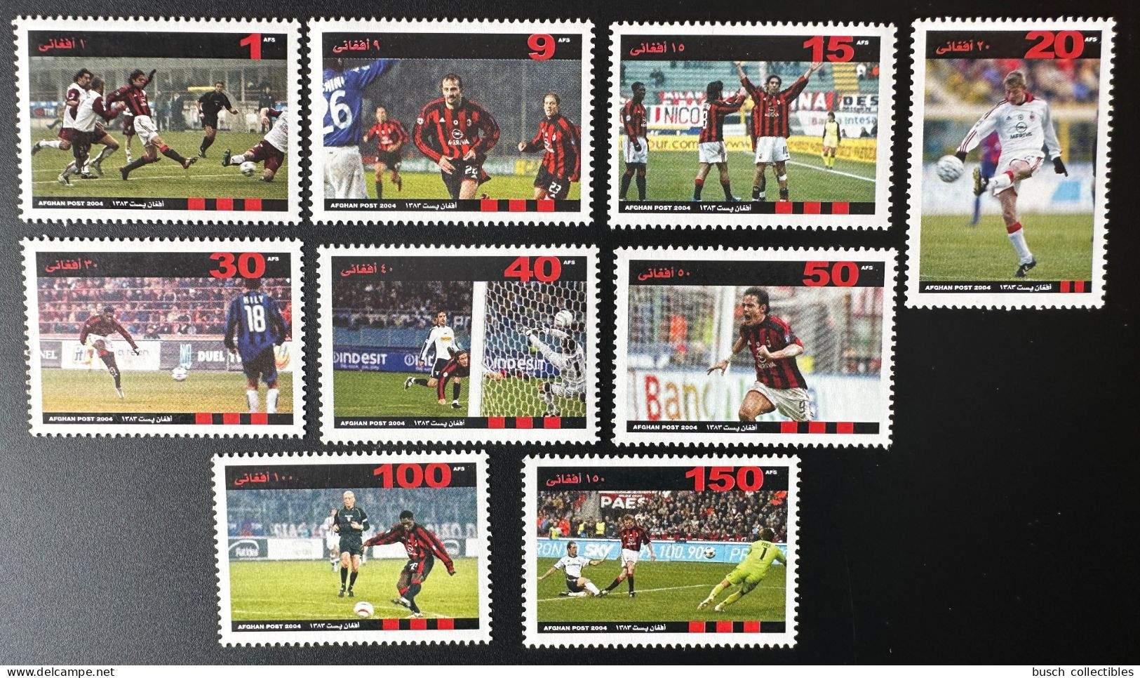 Afghanistan 2004 Mi. ? Football Fußball Soccer Milan AC Milano MNH** 9 Val. - Afghanistan