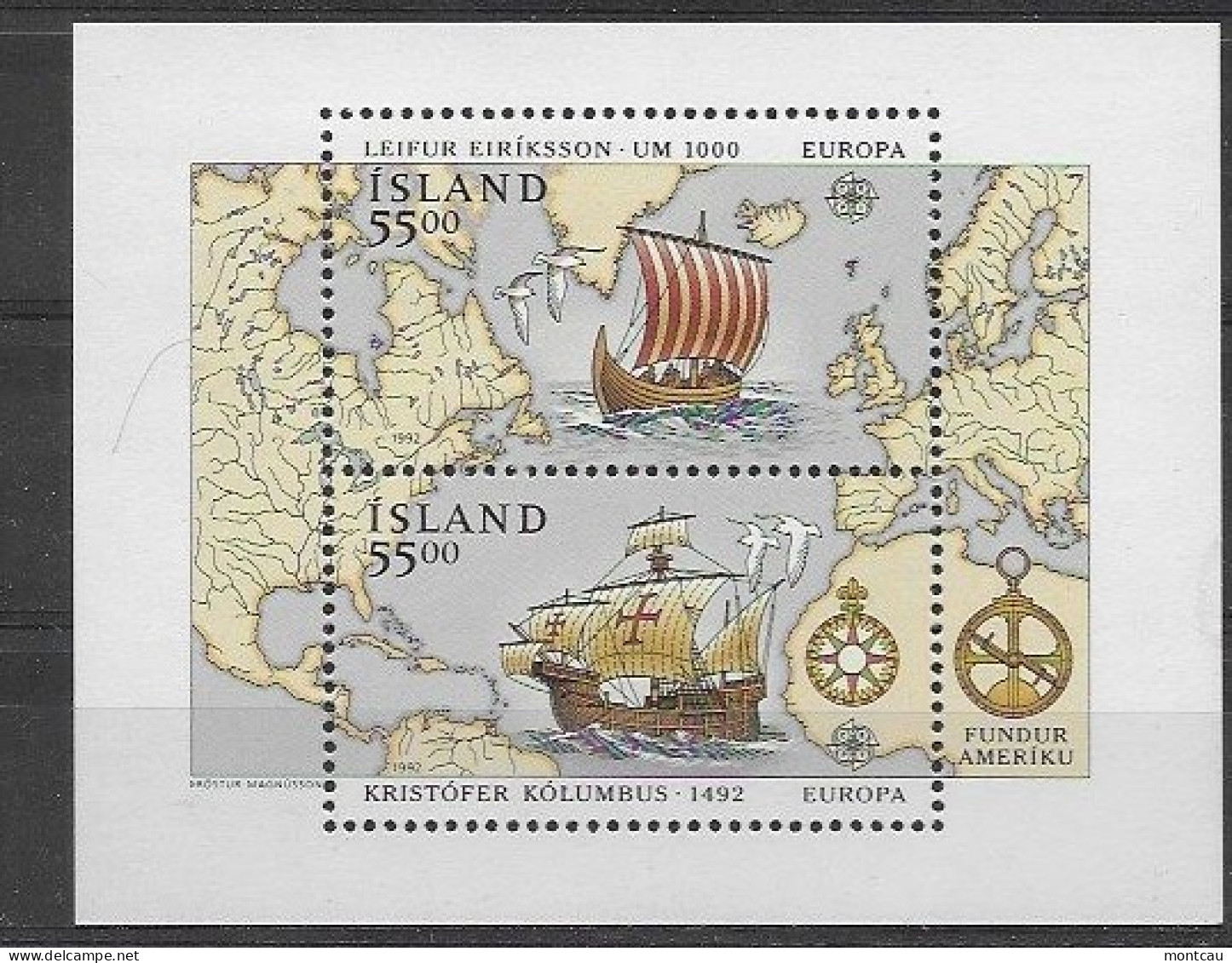 Iceland 1992.  Europa Mi 762-63  (**) - 1992