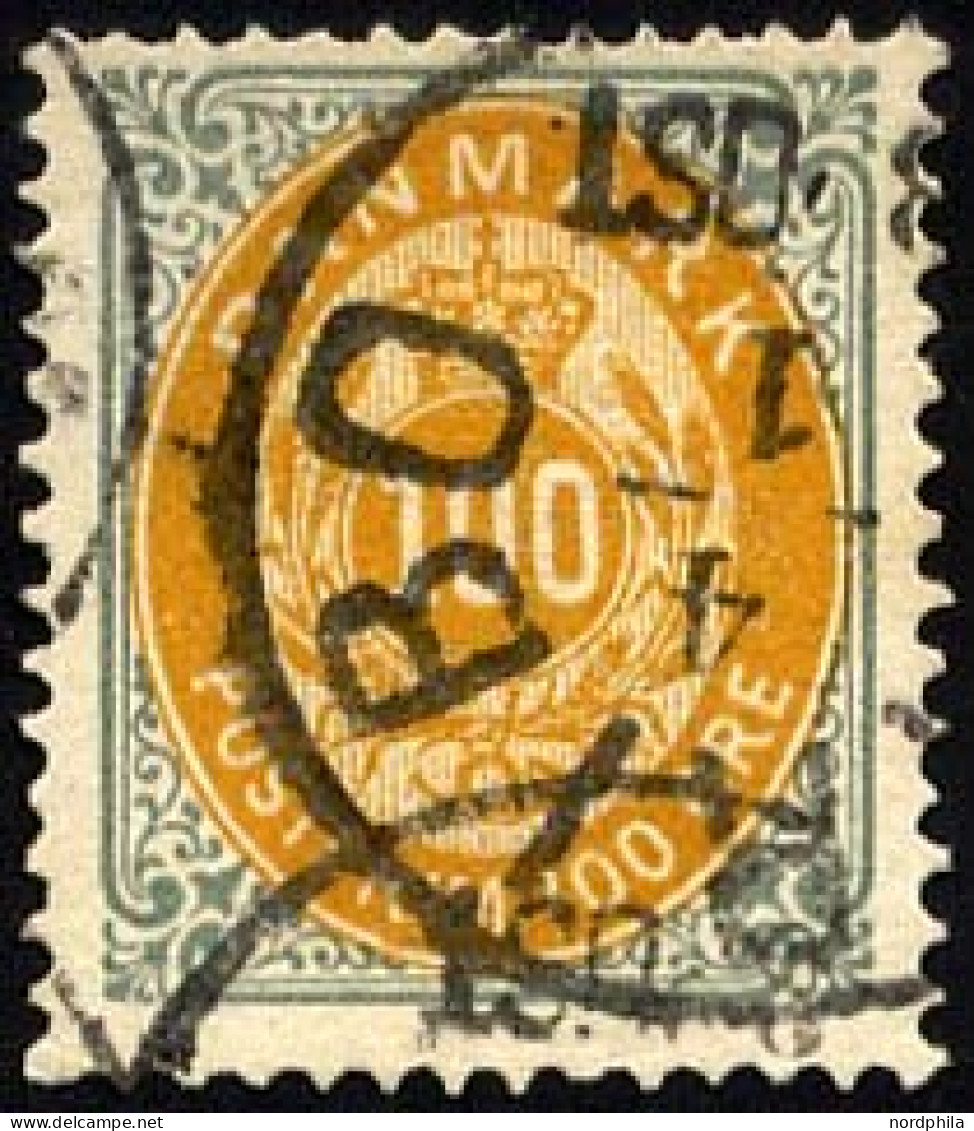 DÄNEMARK 31IYA O, 1877, 100 ø, Normaler Rahmen, Wz. 1Y, Gezähnt K 14:131/2, üblich Gezähnt Pracht, Mi. 50.- - Usati