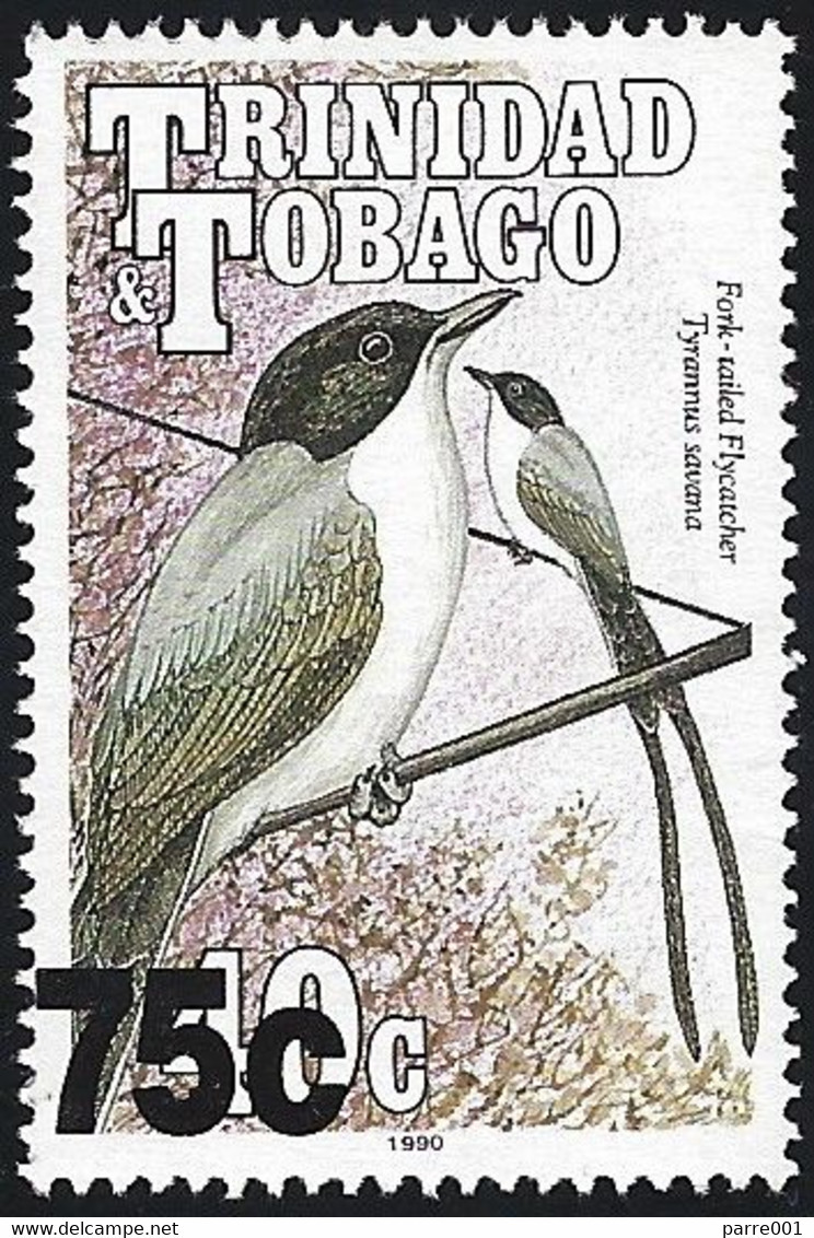 Trinidad & Tobago 1999 Bird Flycatcher 75c On 40c Overprint Mint Wmk SCA - Trinidad & Tobago (1962-...)