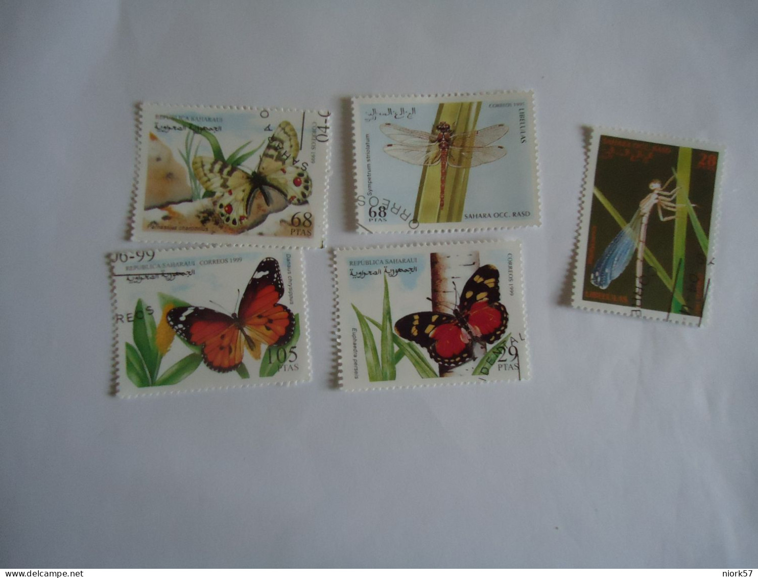 SAHARAUI REPUBLICA  USED STAMPS  5 BUTTERFLIES  INSECTS - Papillons