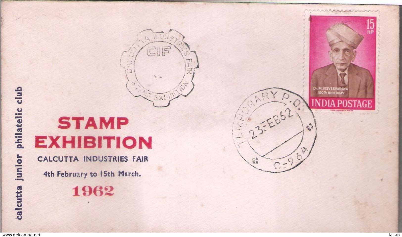 Stamp Exhibition, Calcutta Industrial Fair, Dr. M. Visvesaraya, Eminant Civil Engineer,Cover 1962, Condition As Per Scan - Lettres & Documents