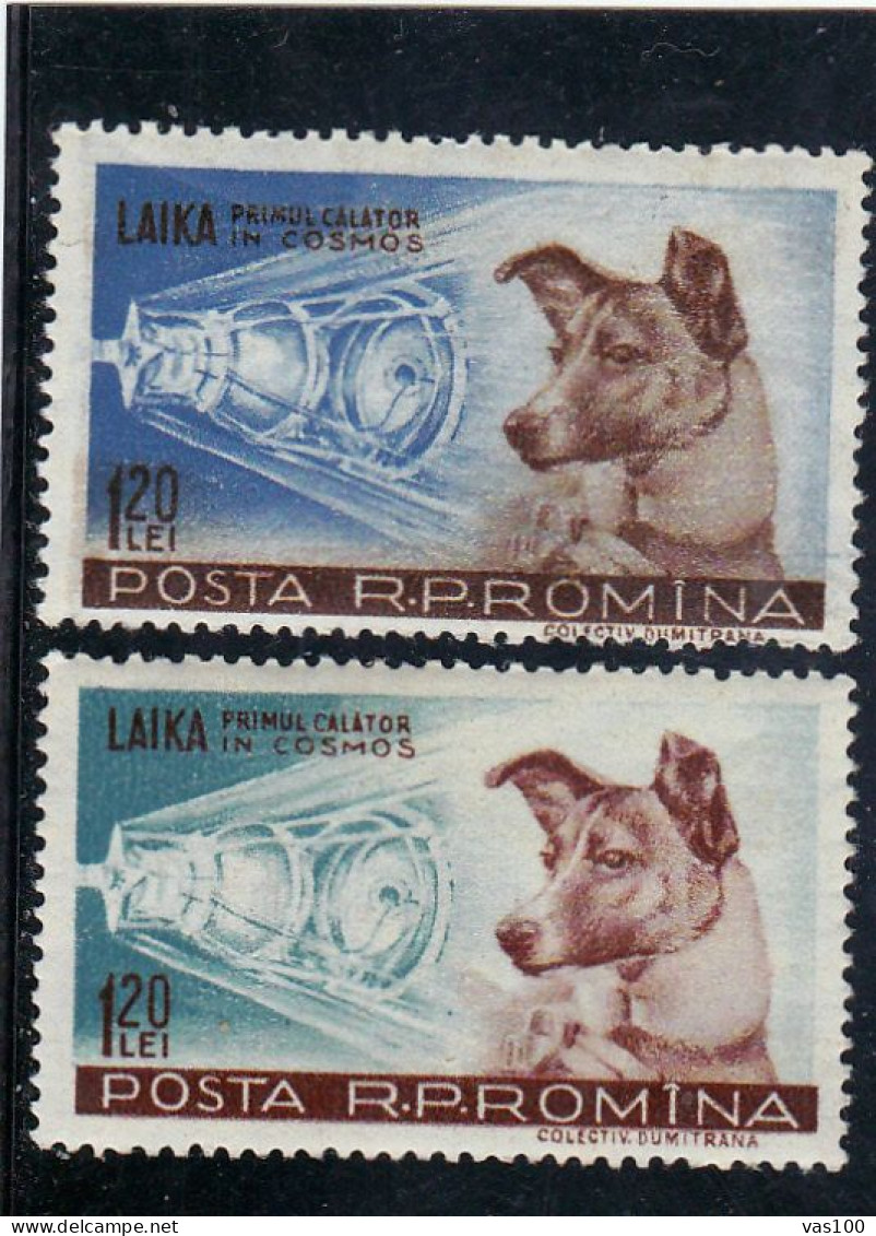 LAIKA THE FIRST TRAVELER IN SPACE 1957  MI.Nr.1684/85 ,MNH, ROMANIA - Ungebraucht