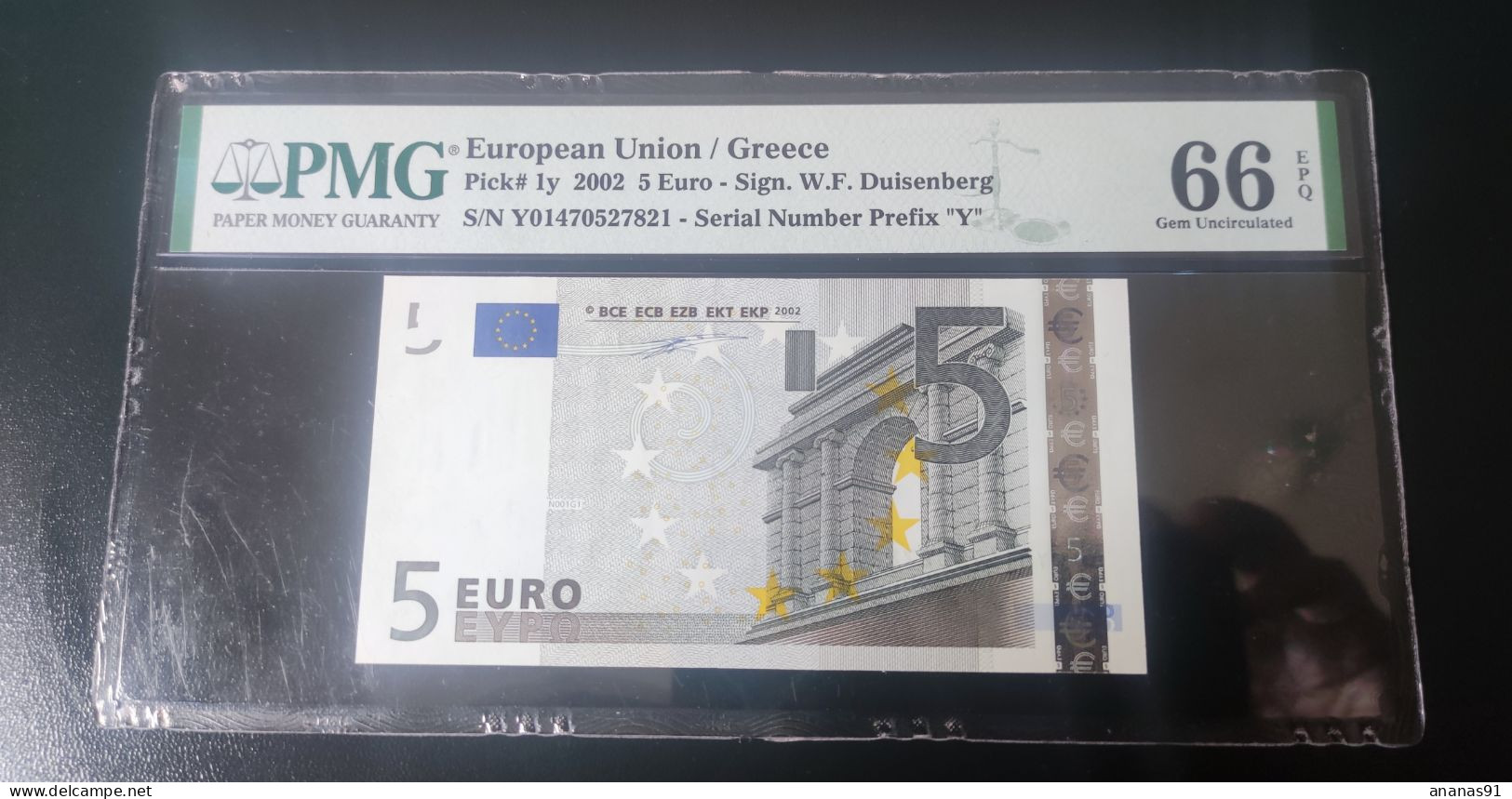 GREECE - 5 EURO - Y - N001 G1 - DUISENBERG - Y01470527821 - PMG 66 EPQ - 5 Euro