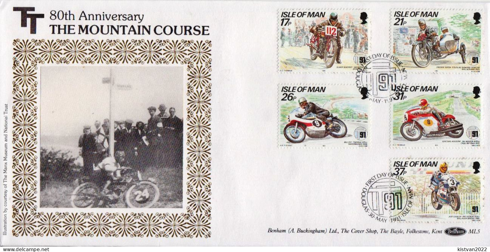 Isle Of Man Benham Silk FDC - Motorbikes