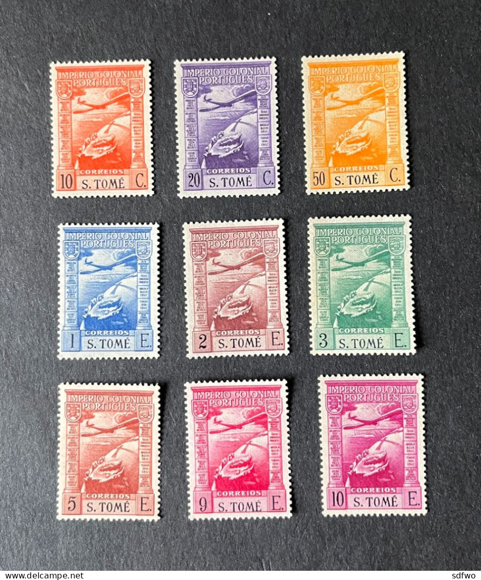 (G) St. Thomas 1938 Empire Issue Airmail Short "S.TOME" - Af. CA 01 To 09 - MNH - Kapverdische Inseln