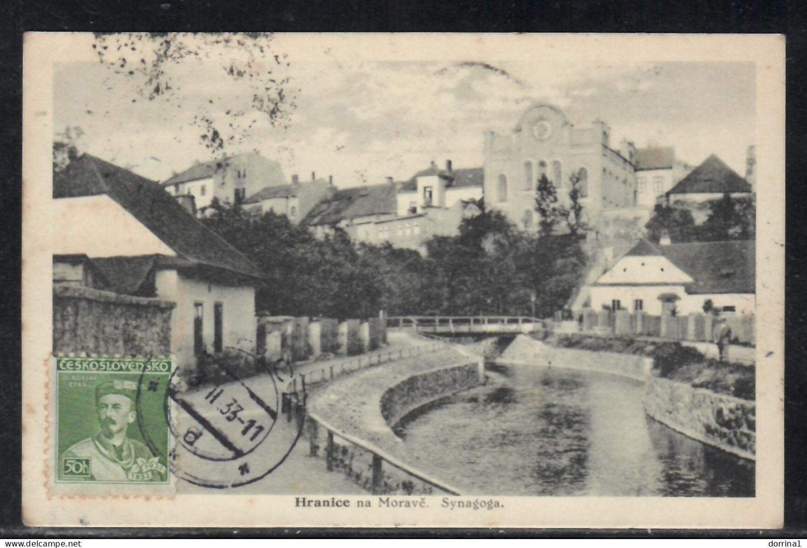 1933 Hranice Na Morave Synagogue Czech Republic - Jewish Judaica Synagoge Synagoga Postcard - Judaika