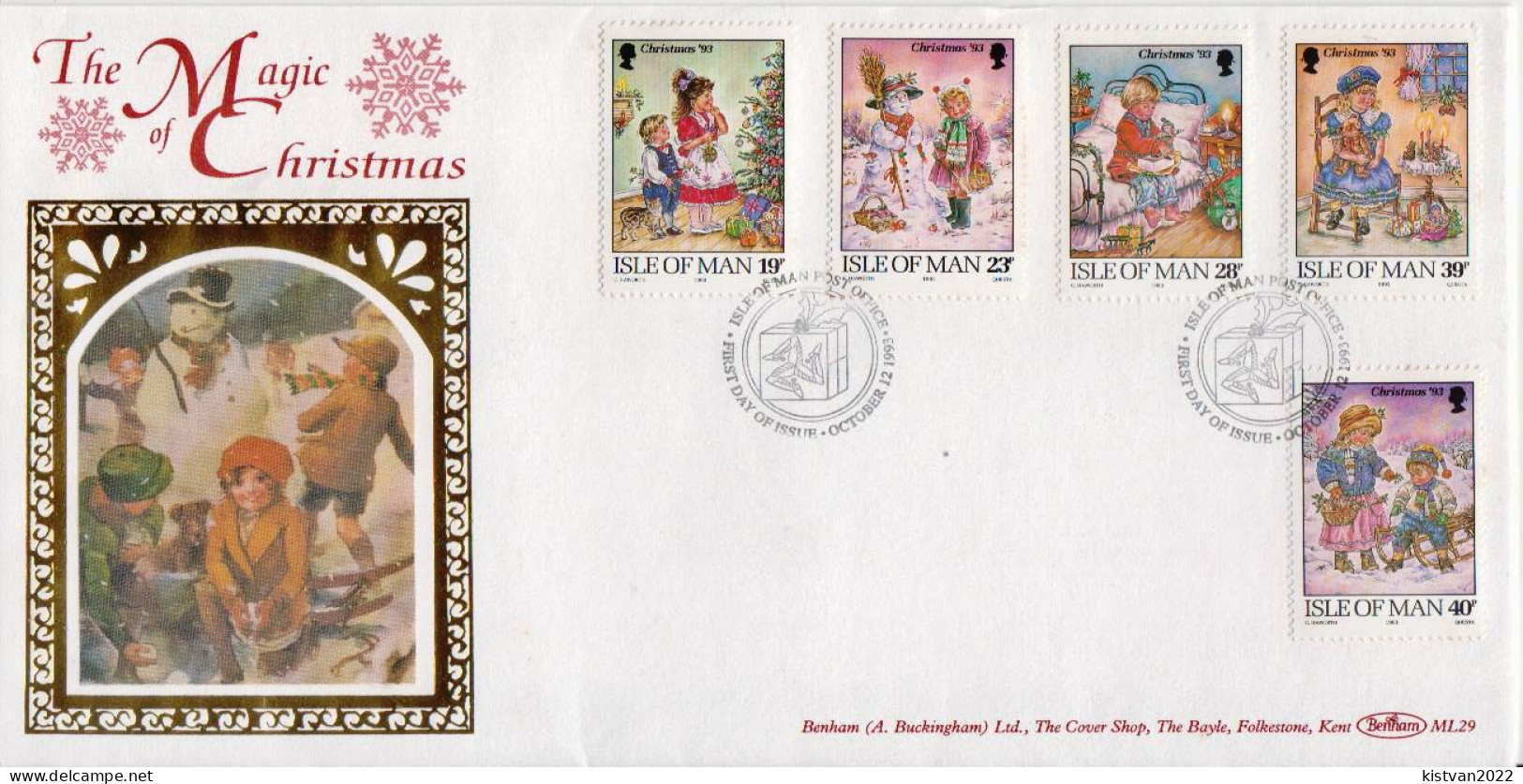 Isle Of Man Benham Silk FDC - Christmas