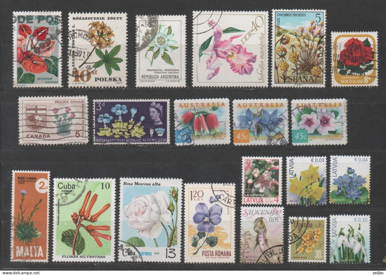 Flora, Used, Lot 30 Stamps - Otros & Sin Clasificación