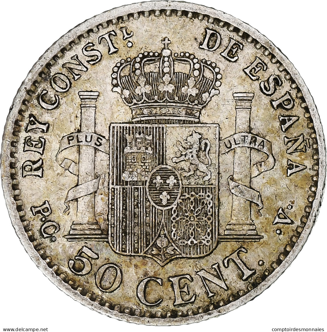 Espagne, Alfonso XIII, 50 Centimos, 1904, Madrid, Argent, TTB+ - Primi Conii