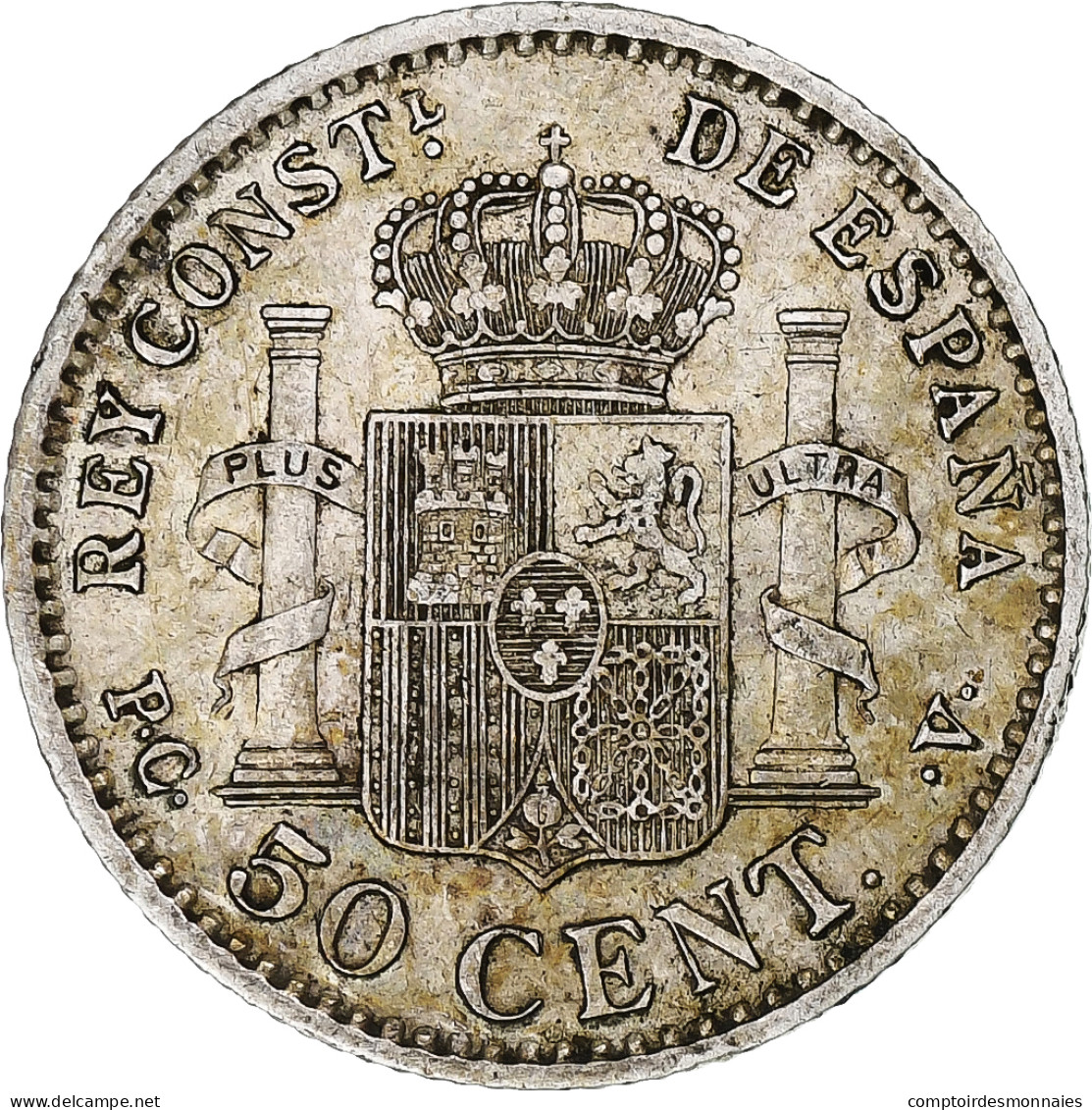 Espagne, Alfonso XIII, 50 Centimos, 1904, Madrid, Argent, TTB+ - Eerste Muntslagen