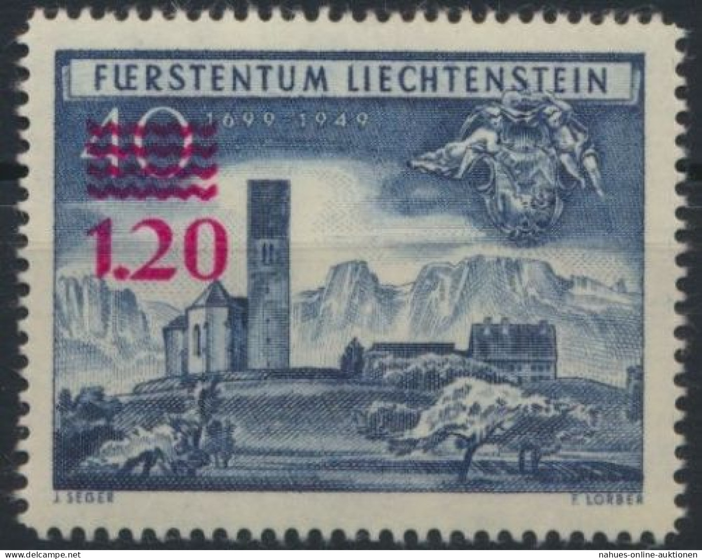 Liechtenstein 310 Aufdruckmarke Ausgabe 1952 Tadellos Postfrisch Katwert 40,00 - Covers & Documents