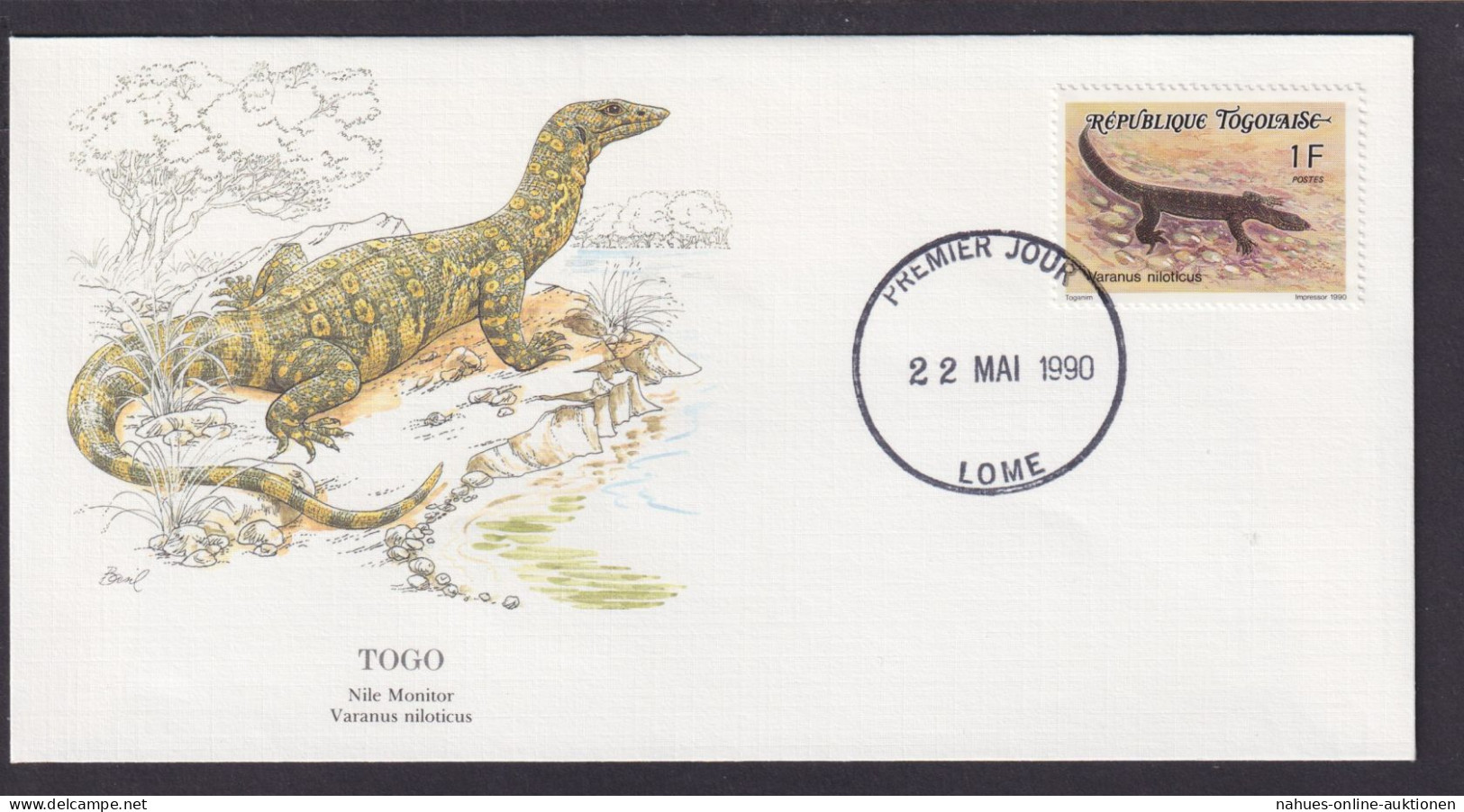 Togo Westafrika Fauna Nil Waran Schöner Künstler Brief - Togo (1960-...)