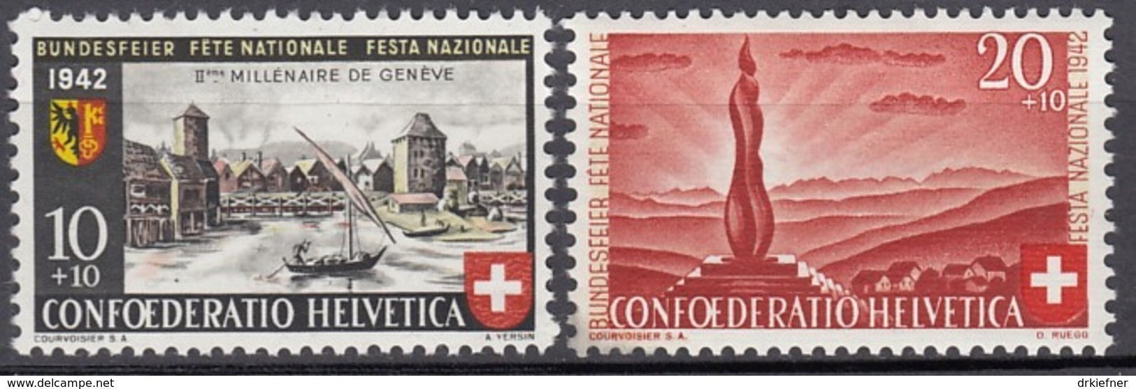 SCHWEIZ  408-409,  Postfrisch **, Pro Patria 1942, Genf + Wehrmännerdenkmal - Nuovi
