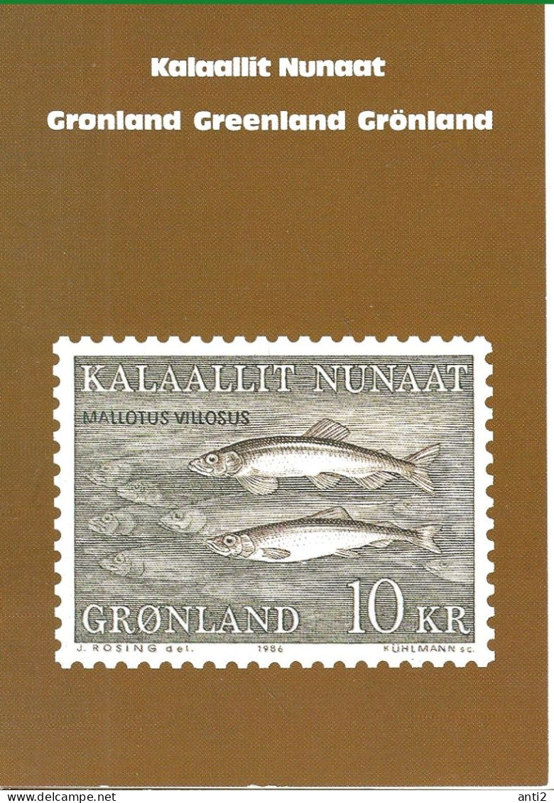 Greenland 1986  Postcard With Imprinted Stamp: Marine Fauna,  Fish, Capelin (Mallotus Villosus) Mi 168 Unused - Unused Stamps