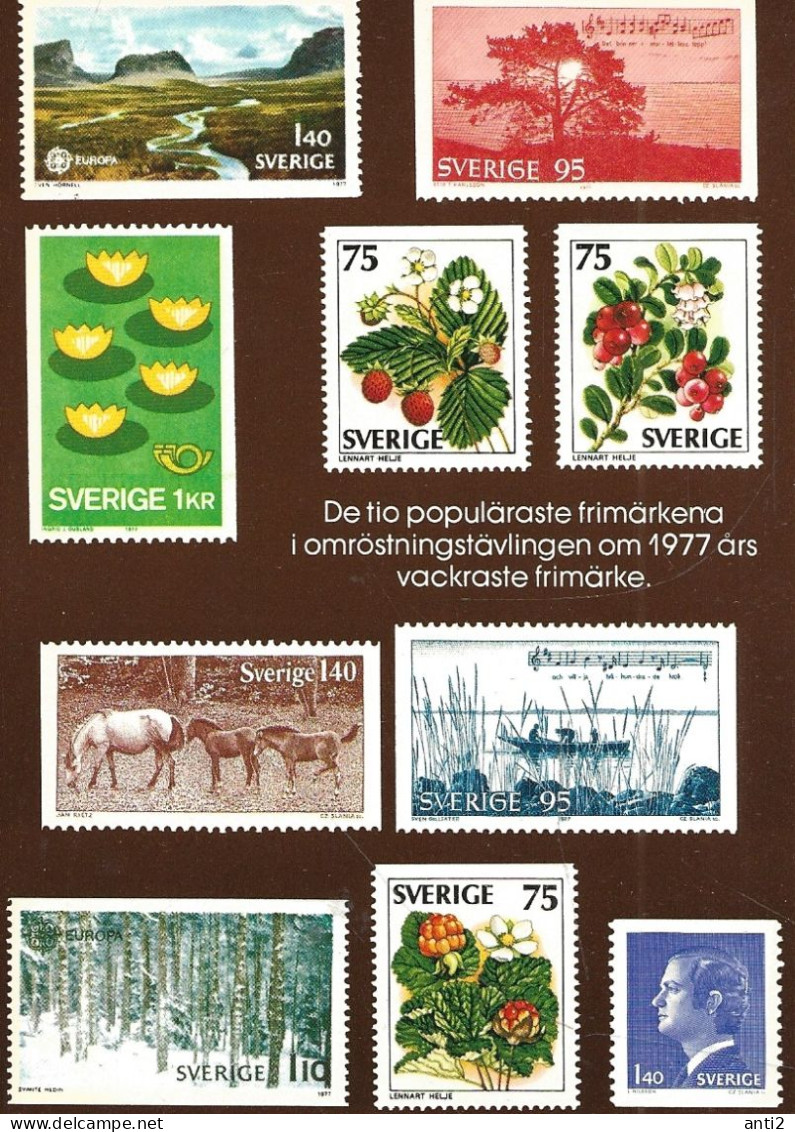 Sweden 1977  Postcards With Imprinted Stamps  - The Most Beutiful Stamps Issued 1977   Unused - Cartas & Documentos