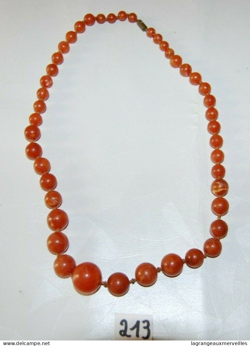 C213 Bijou - Collier De Perles Rougeâtres - Colliers/Chaînes