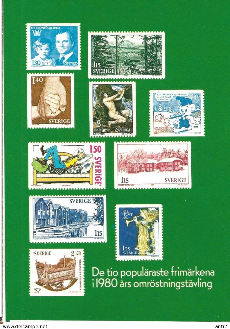Sweden 1980  Postcards With Imprinted Stamps  - The Most Beutiful Stamps Issued 1980   Unused - Briefe U. Dokumente