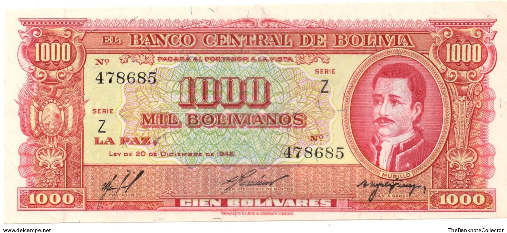 Bolivia 1000 Bolivanos 1945 P-149 UNC - Bolivia