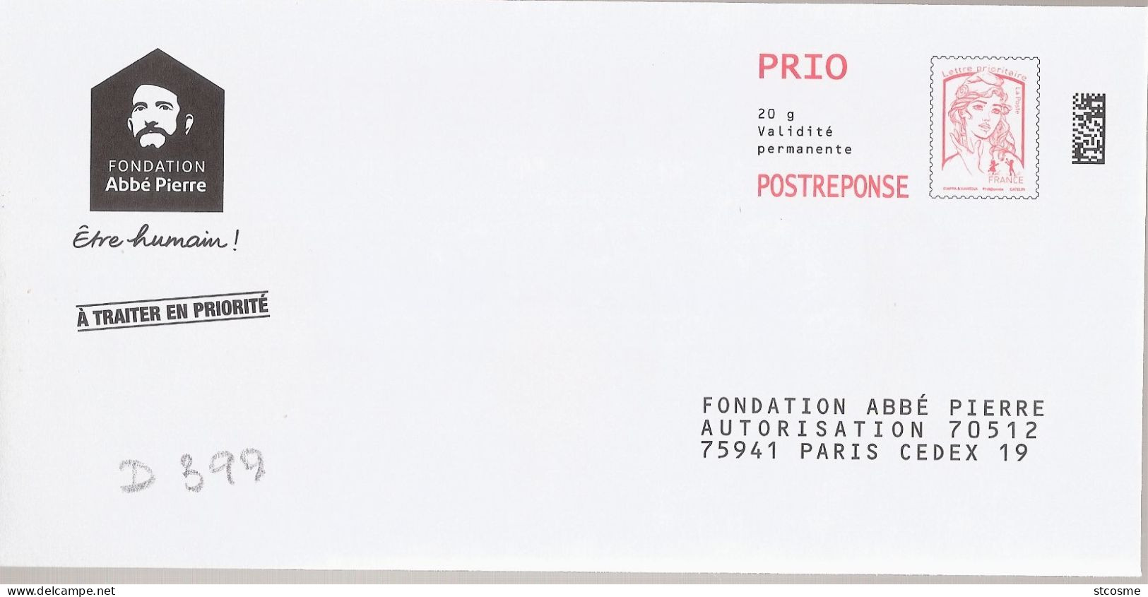 D0399 - Entier Postal PAP Réponse CIAPPA - Fondation Abbé Pierre (agrément 16P264) - PAP : Antwoord /Ciappa-Kavena