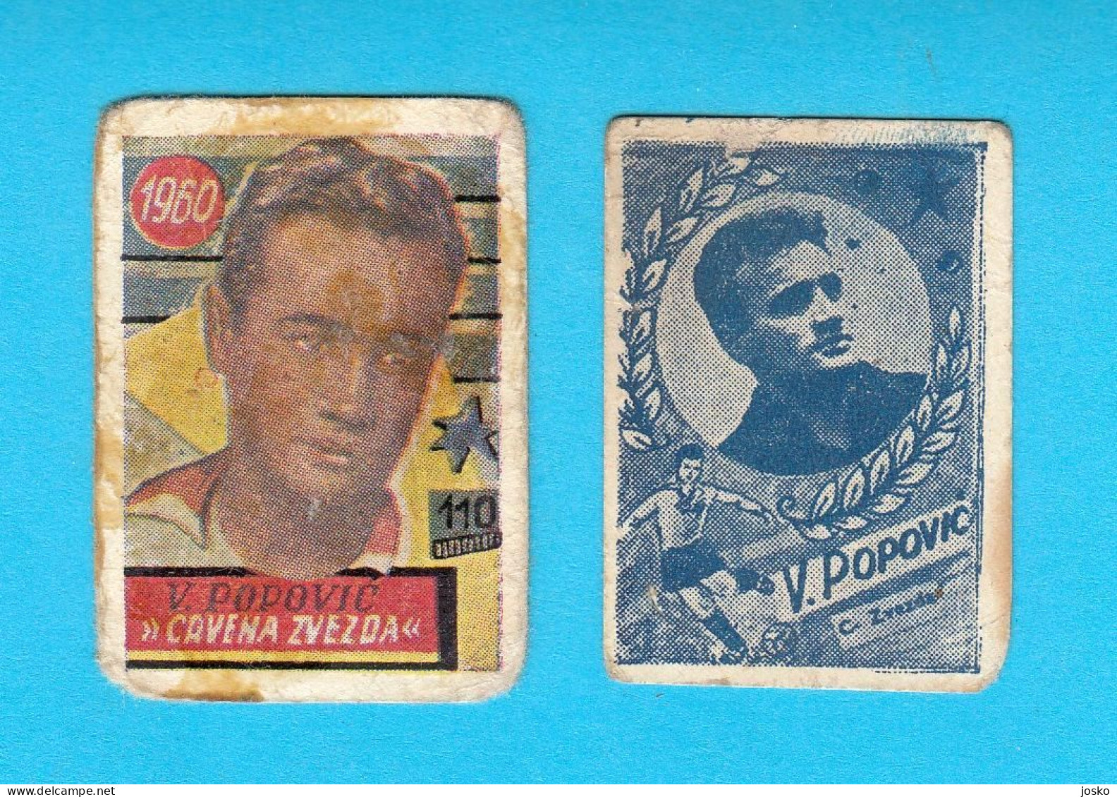 VLADIMIR "VLADICA" POPOVIĆ (FK Crvena Zvezda) Serbia Ex Yugoslavia Lot Of 2. Vintage Football Cards 1960s * Soccer - Trading Cards