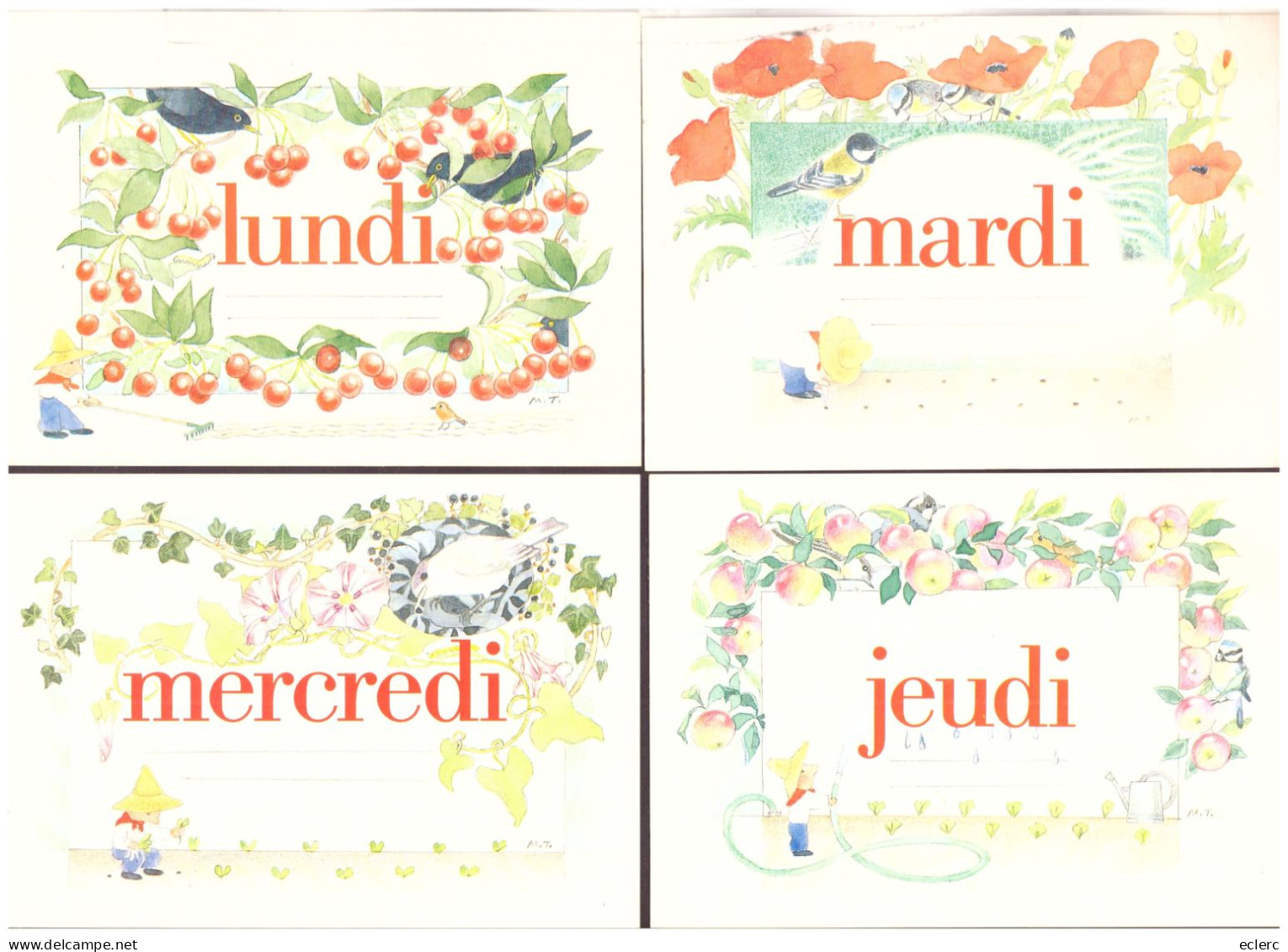 LA SEMAINE DU JARDINIER - 7 CARTES 10x15cm - DESSINS DE MONIQUE TOUVAY - TB - Collections & Lots