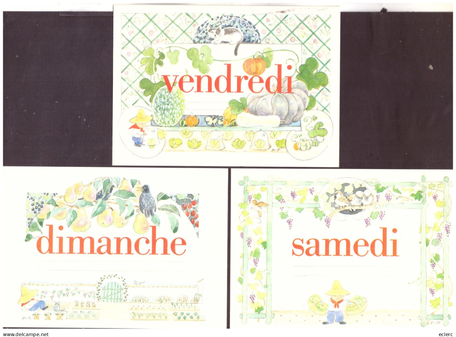 LA SEMAINE DU JARDINIER - 7 CARTES 10x15cm - DESSINS DE MONIQUE TOUVAY - TB - Collections & Lots