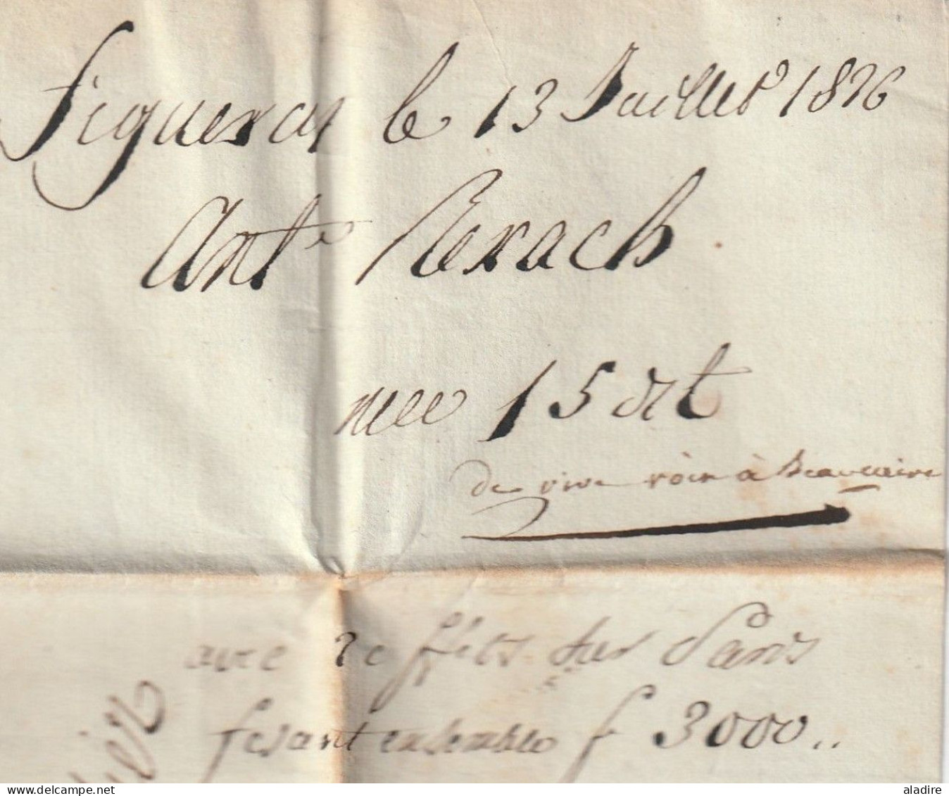 1826 - Lettre Avec Corresp En Français De FIGUERAS, Catalogne, Espagne Vers MONTPELLIER, France - Entrée Par PERPIGNAN - ...-1850 Prephilately