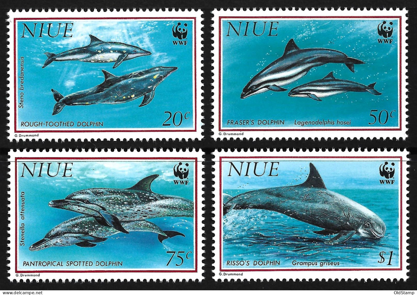 MARINE LIFE NIUE TONGA DOLPHIN WWF Tropical EXOTIC SEA MAMMAL Coral Reef Undersea Ocean Stamps Full Set - Dauphins