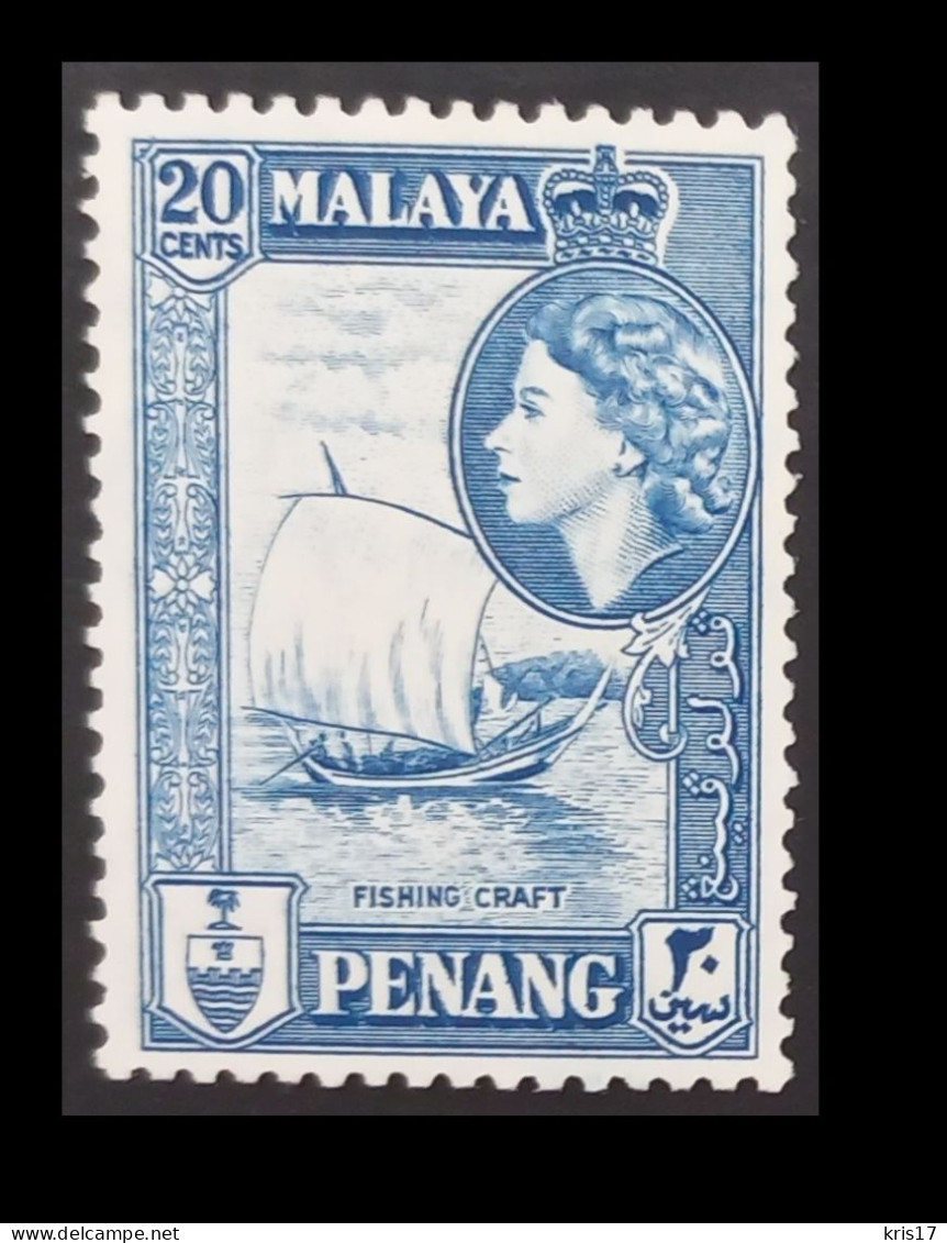 (TI)(MLYPNQ57-1) MALAYA MALAYSIA MALAISIE Penang 1957 Queen Elizabeth II ** MNH Neufs 20cents - Penang