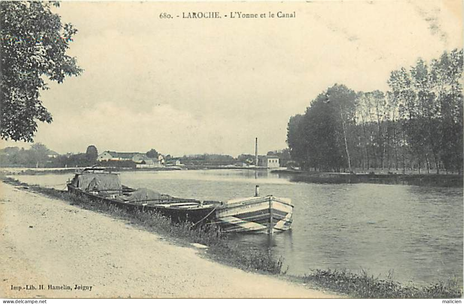 - Dpts Div.-ref-BM841- Yonne - Laroche - L Yonne Et Le Canal - Peniche " Service Accéléré " - Peniches - Laroche Saint Cydroine