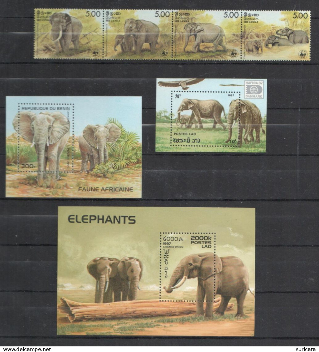 WWF Postzegelset Indische Olifant (Ceylon-Elefant)  + 3 Postzegelblokjes Elephants MNH - Altri & Non Classificati