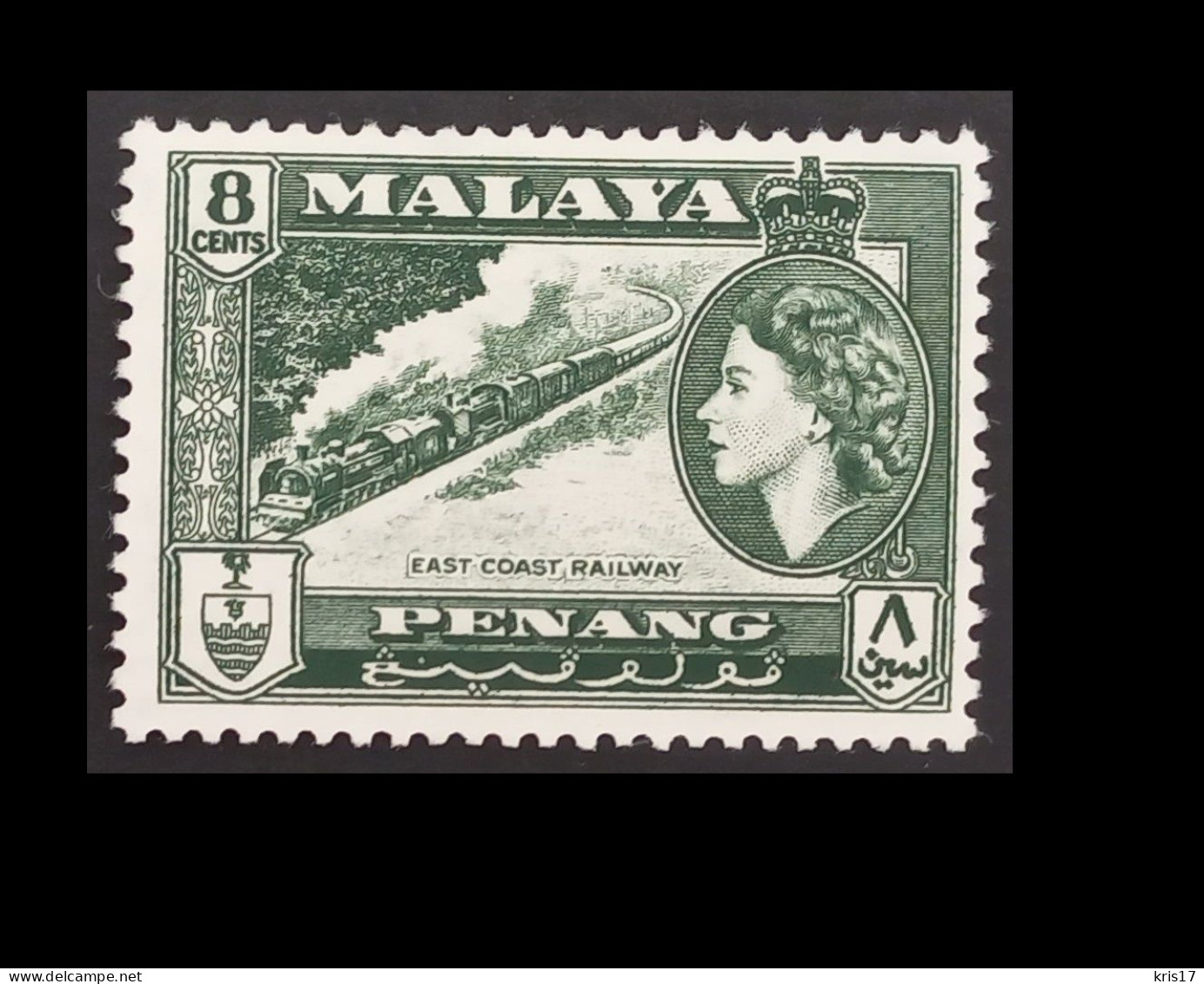 (TI)(MLYPNQ57-2) MALAYA MALAYSIA MALAISIE Penang 1957 Queen Elizabeth II ** MNH Neufs 8cents - Penang