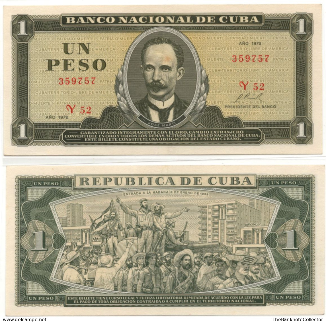 Cuba 1 Peso 1972 P-102 UNC - Cuba