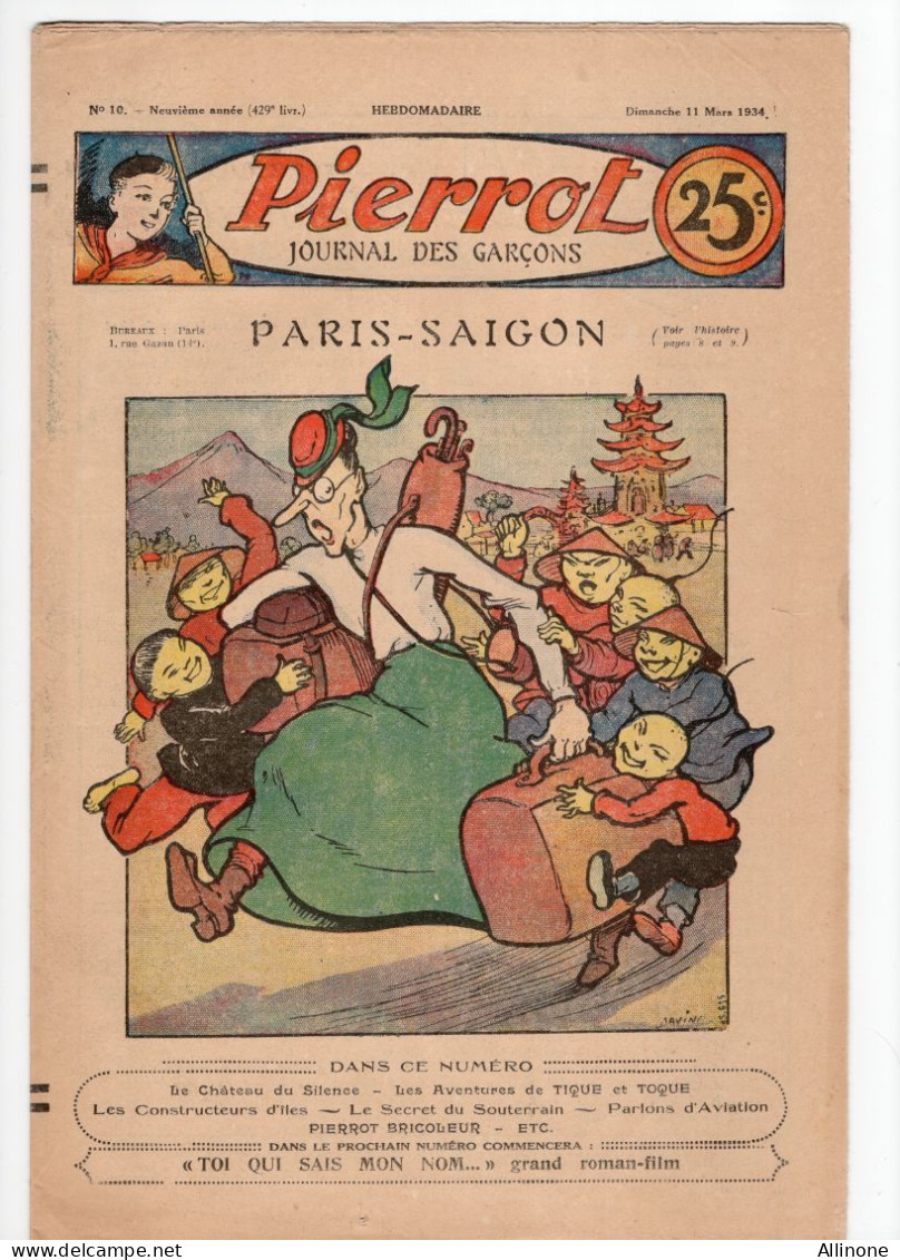 PIERROT Journal Des Garçons Paris Saïgon Mars 34 (90 Ans) TB Pas De Déchirure Ni Salissure - Pierrot