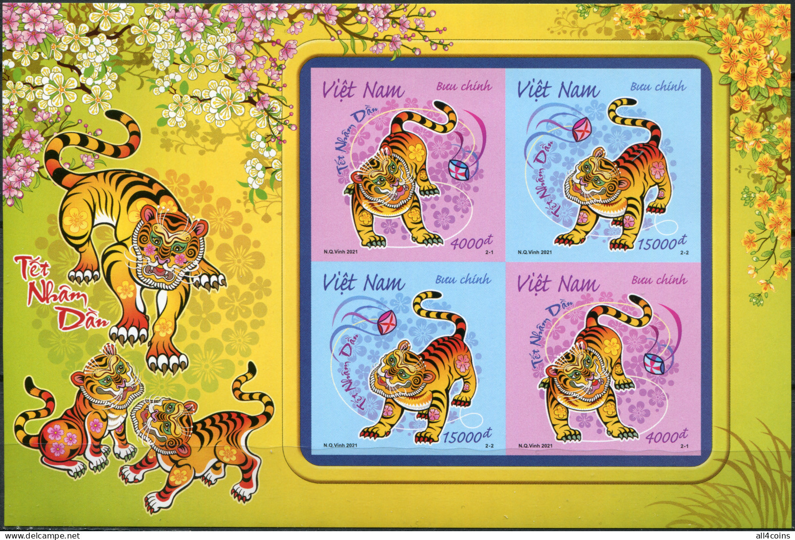 Vietnam 2021. Year Of The Tiger (MNH OG. Imperforated) Souvenir Sheet - Vietnam