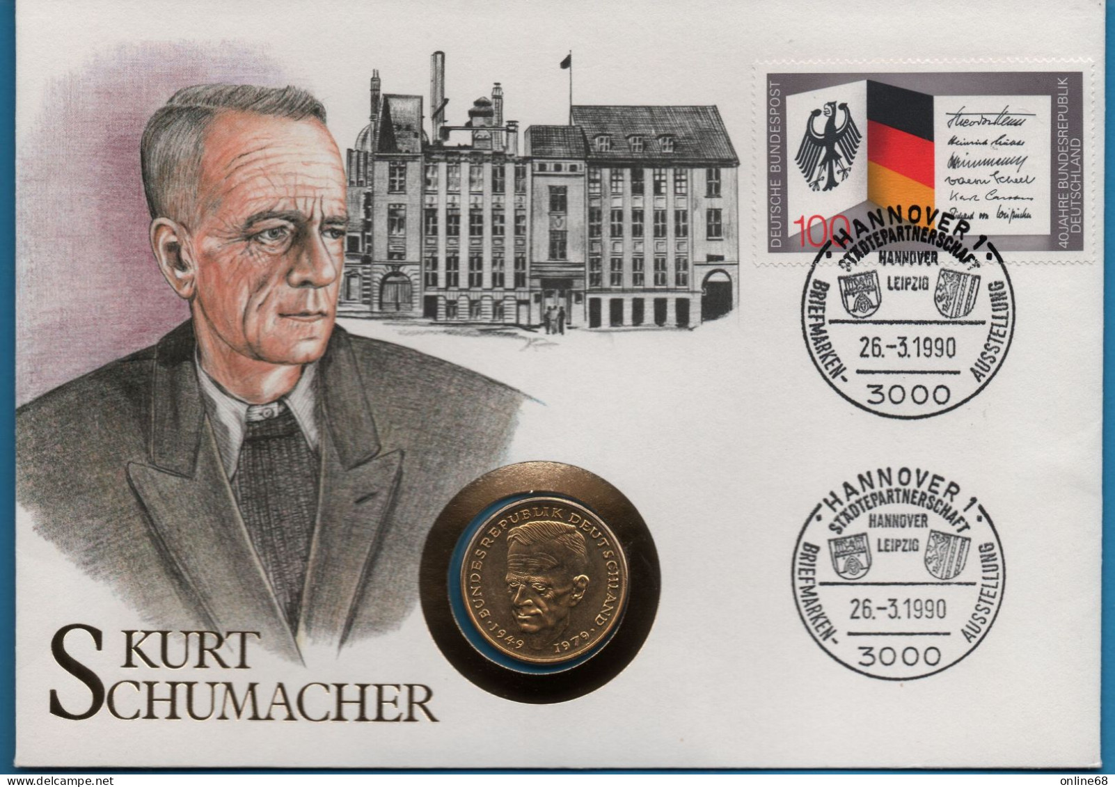 DEUTSCHLAND GERMANY NUMISLETTER 2 MARK 1980 D K.SCHUMACHER VERGOLDET GOLD PLATED - 2 Marcos