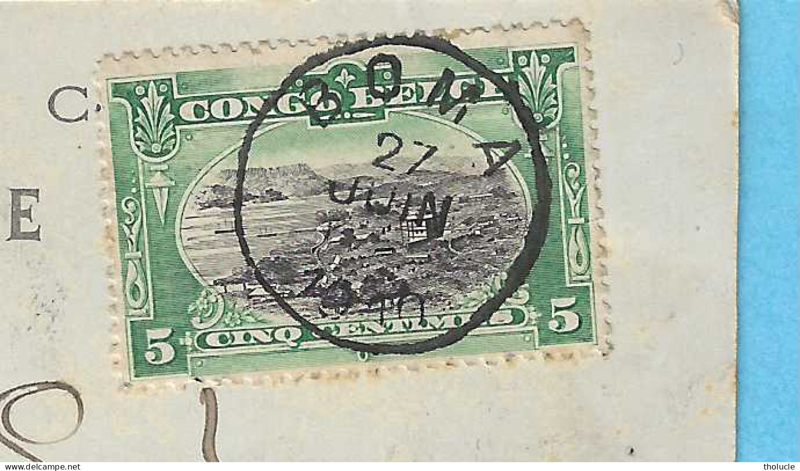 Timbre Type Mols-Congo Belge Unilingue-1909 5c Vert-N°50-Cachet "Boma-1910"-Matadi-Pont Du Chemin De Fer Sur La M'Poso - Briefe U. Dokumente