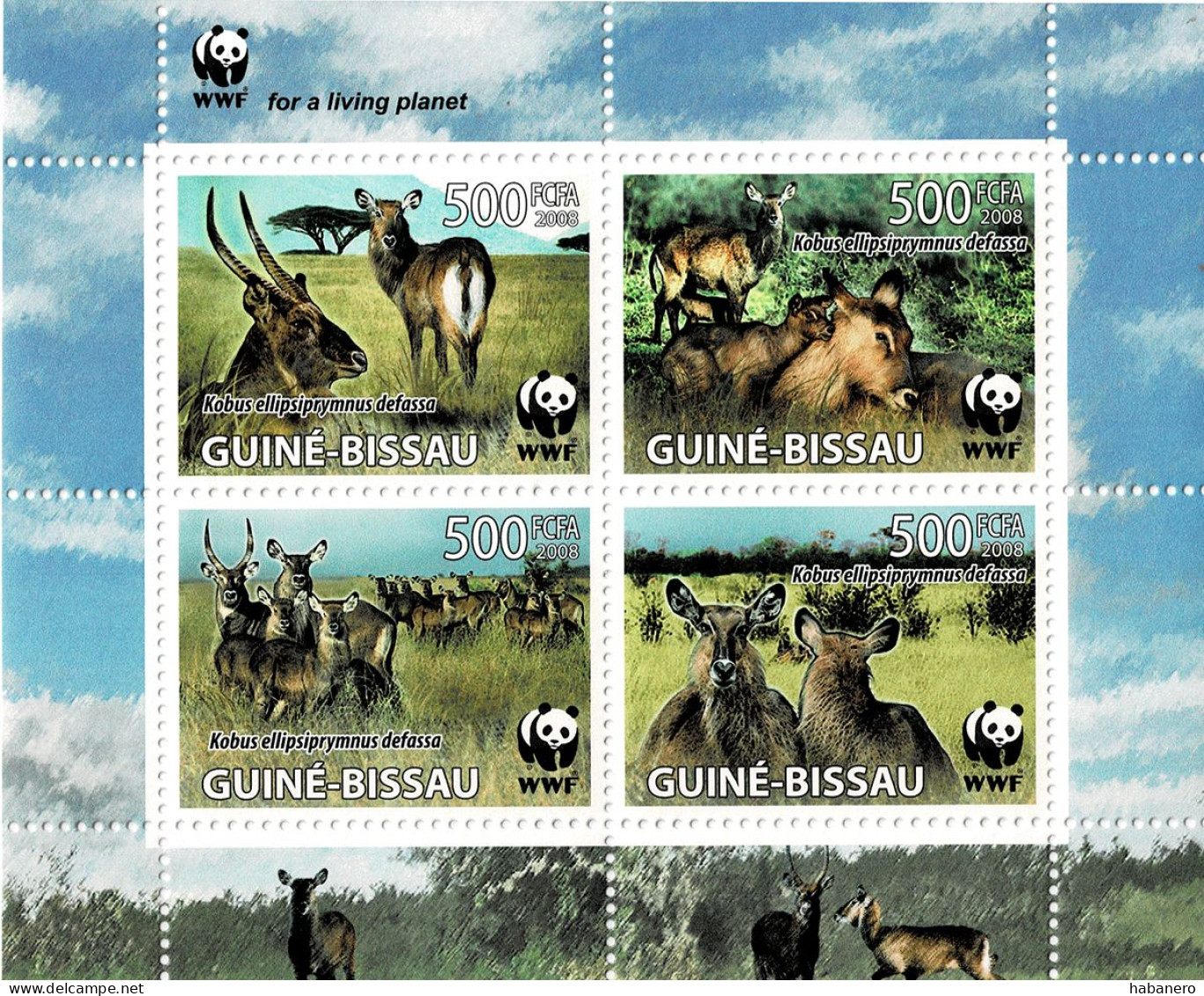 GUINEA-BISSAU 2008 Mi 3919-3922 WWF WATERBUCKS MINT MINIATURE SHEET ** - Gibier
